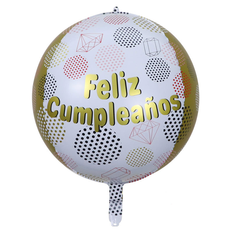 15" Feliz Cumpleaños Gold & Pink diamond FOIL ORBZ (Self-sealing) Balloon