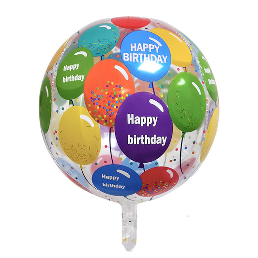 15" Happy Birthday Colorful Balloons Clear ORBZ (Self-sealing) Balloon