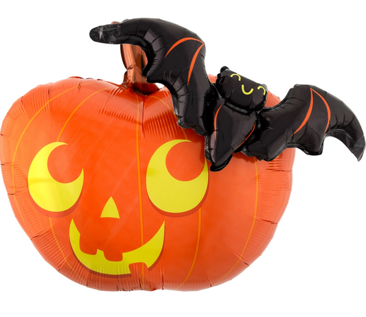 31" Pumpkin & Bat Mylar Balloon
