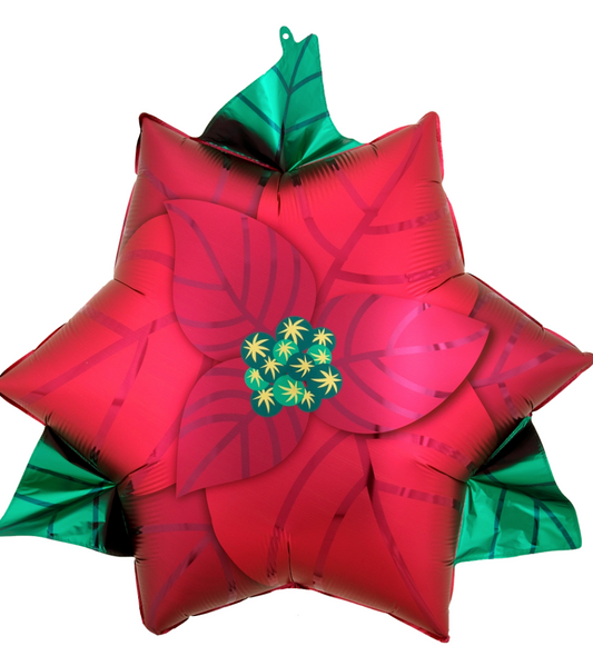 Red Poinsettia Mylar Balloon 26 inch