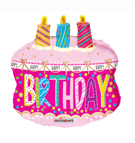 28" Jumbo Pink Birthday Candle Cake Mylar