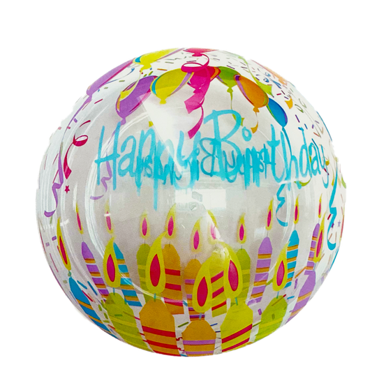 15" Happy Birthday Candles Clear Plastic BOBO Balloon (NEEDS TO BE SEALED)