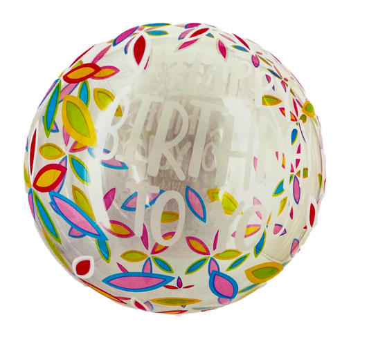 15" Happy Birthday To You Clear Plastic BOBO Balloon (NEEDS TO BE SEALED)