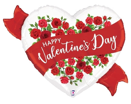 29” Happy Valentine’s Day Rose Heart Mylar
