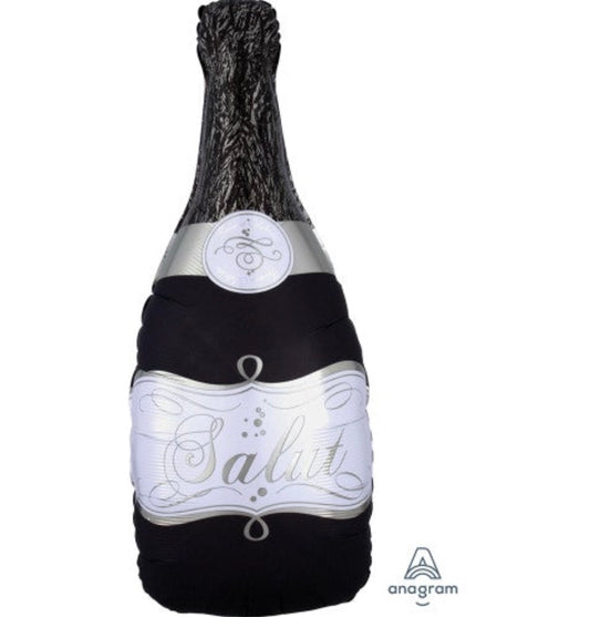 36” Champagne Salut Bottle- Black & Silver