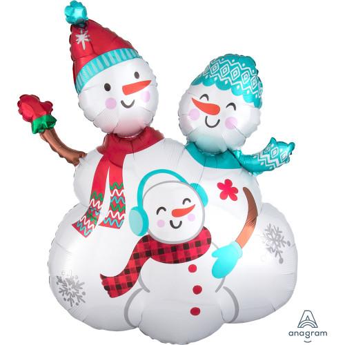 31" Snowman family Mylar supershape balloon